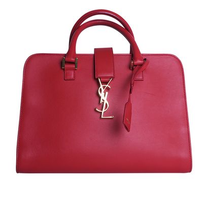 Laurent Small Cabas Bag, &pound;875, Handbags, Red, Leather, Front view